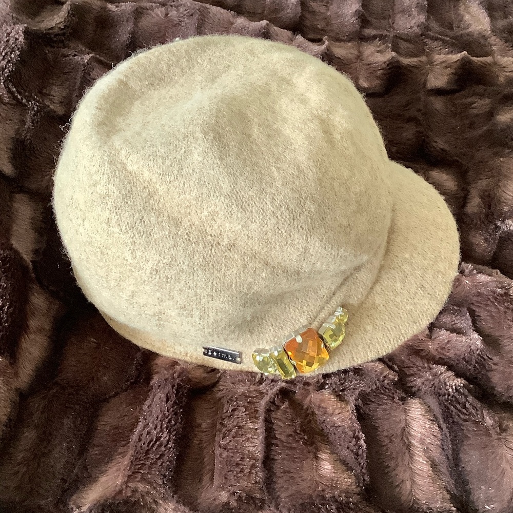 Betmar Beige Hat with Gem Accents